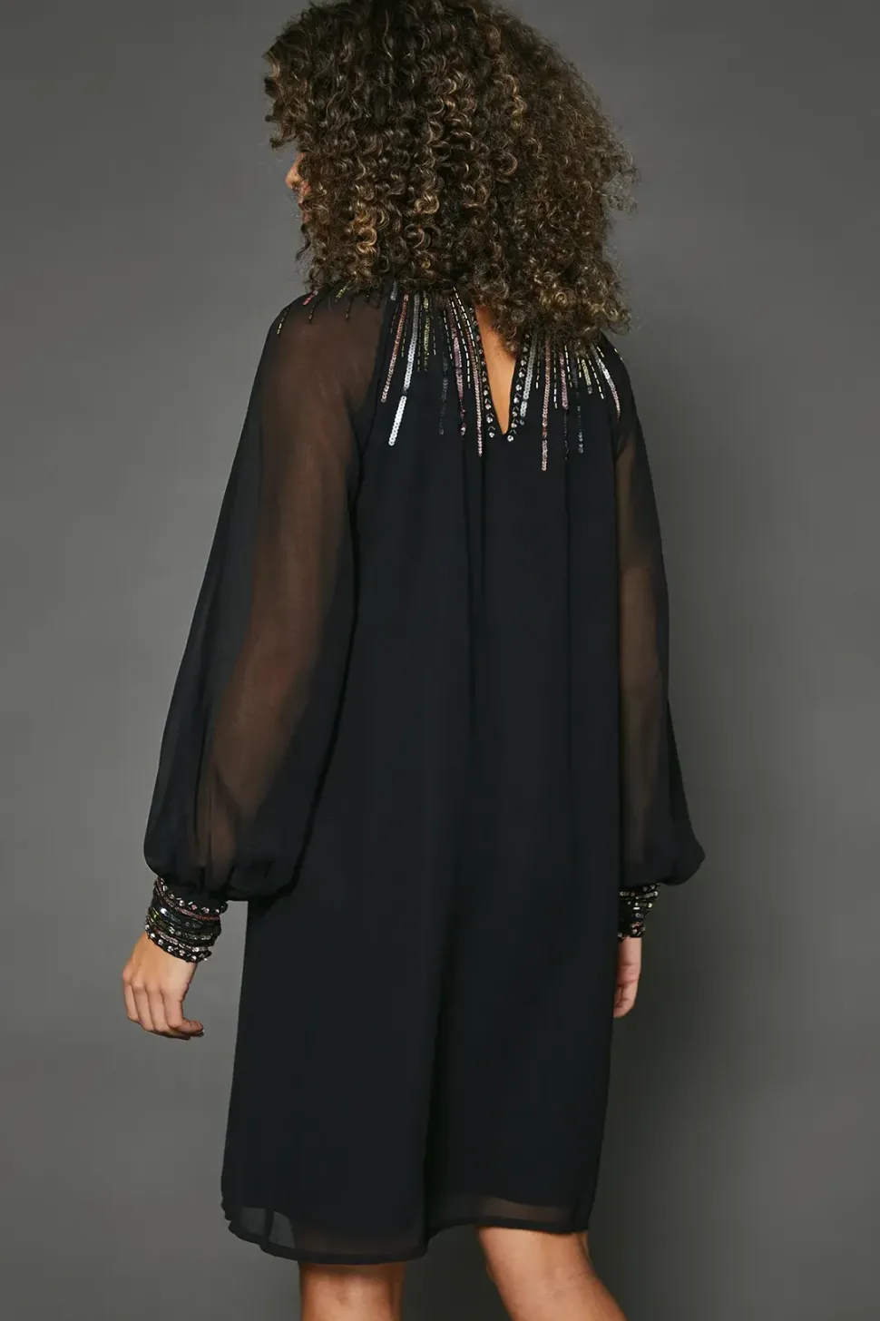 Occasion High Neck Embellished Shift Dress