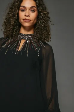 Occasion High Neck Embellished Shift Dress