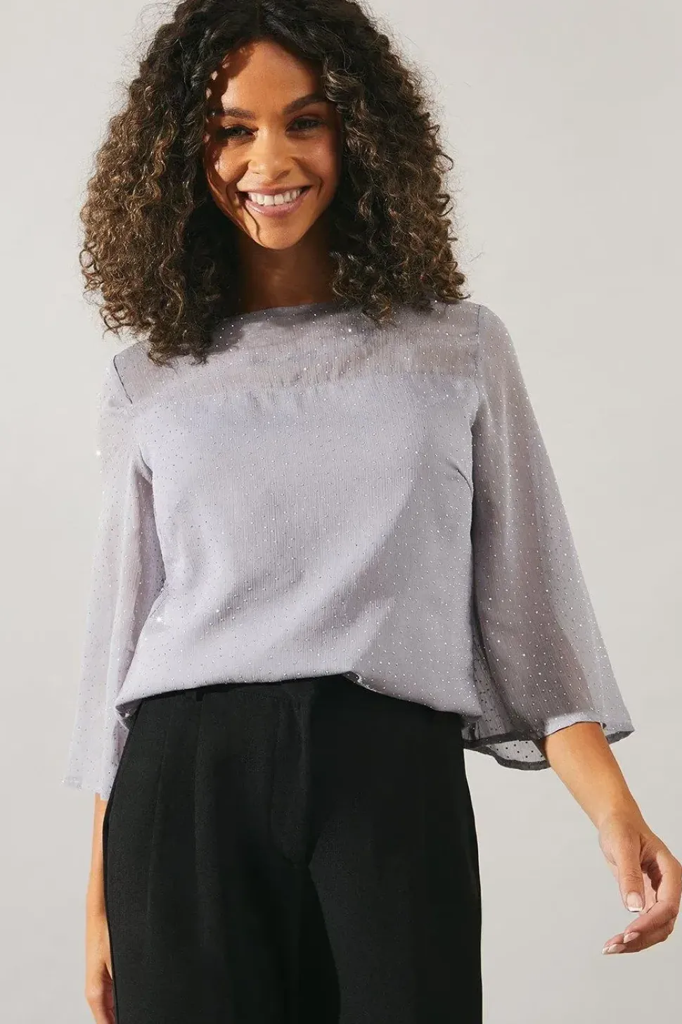 Occasion Hotfix Flare Sleeve Blouse