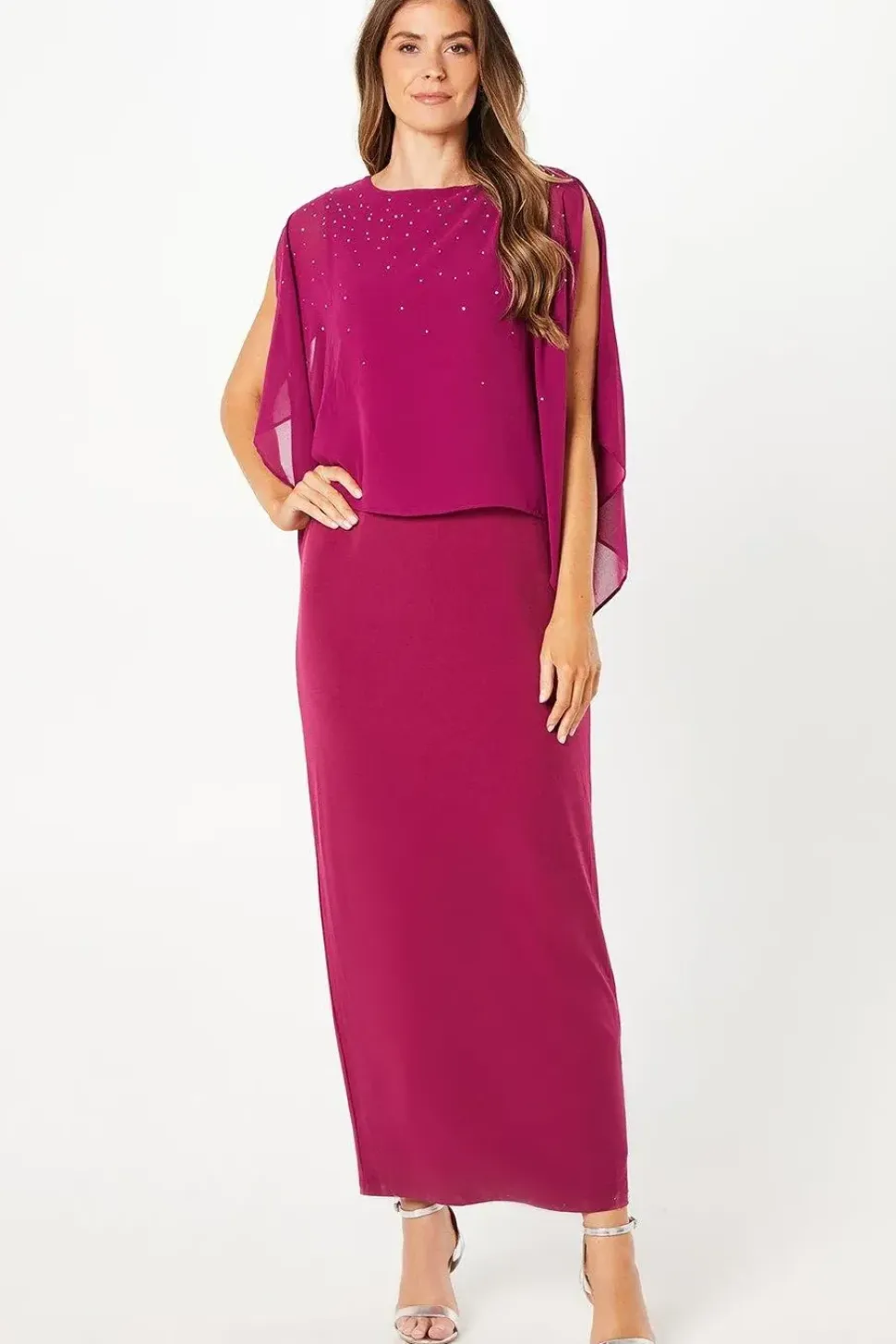 Occasion Hotfix Overlay Formal Maxi Dress