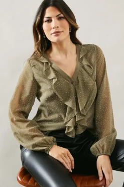 Occasion Hotfix Ruffle Front Blouse