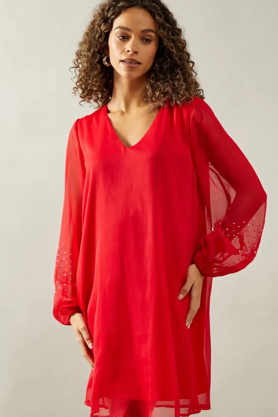 Occasion Hotfix Sleeve Shift Dress