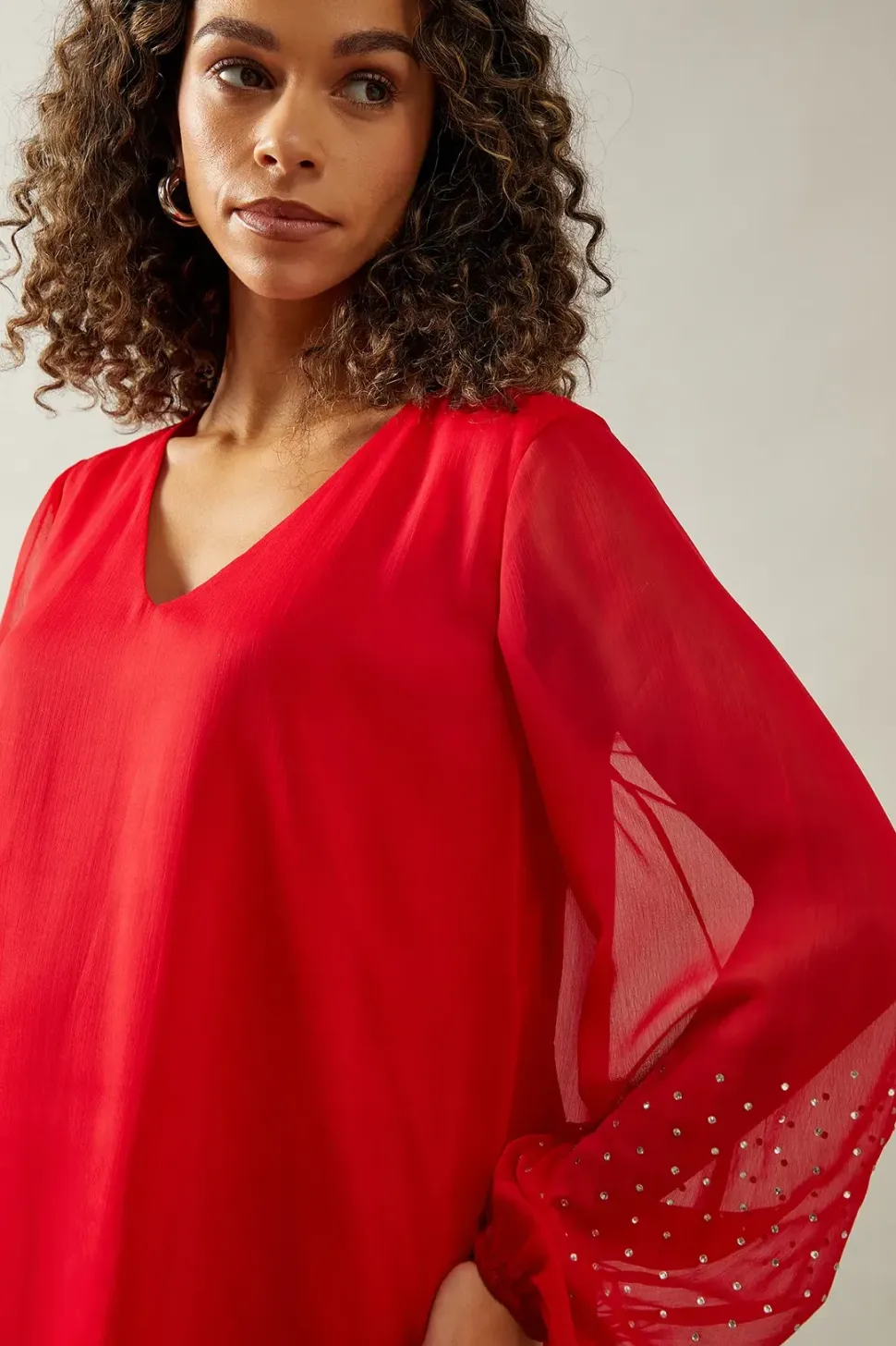 Occasion Hotfix Sleeve Shift Dress