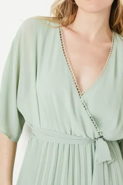 Occasion Kimono Sleeve Pleated Midi Dress