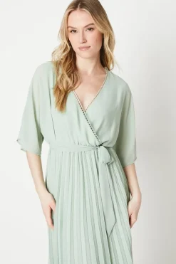 Occasion Kimono Sleeve Pleated Midi Dress