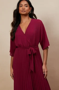 Occasion Kimono Sleeve Pleated Midi Dress
