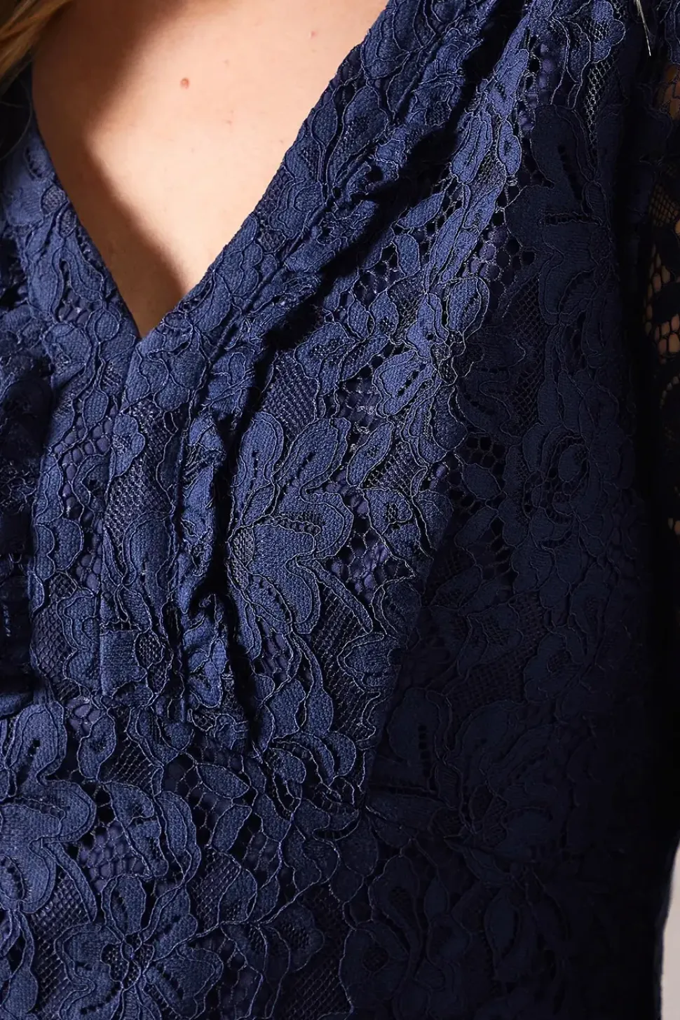 Occasion Lace Ruffle Front Crop Sleeve Midi Dress
