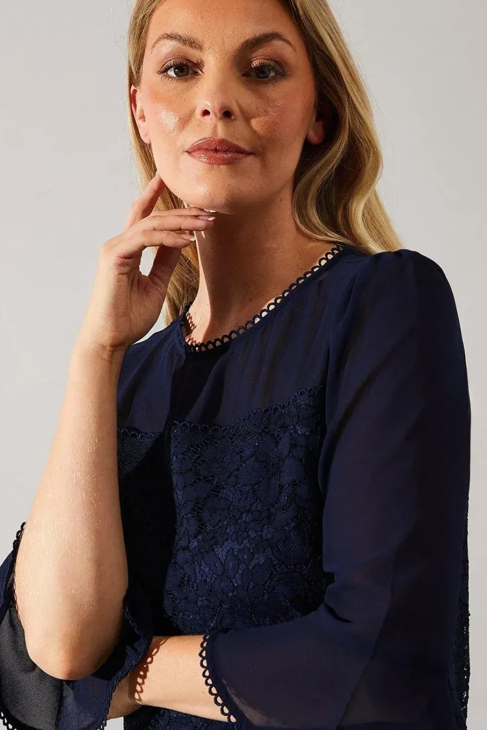 Occasion Lace Ruffle Sleeve Shift Dress