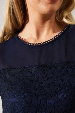 Occasion Lace Ruffle Sleeve Shift Dress