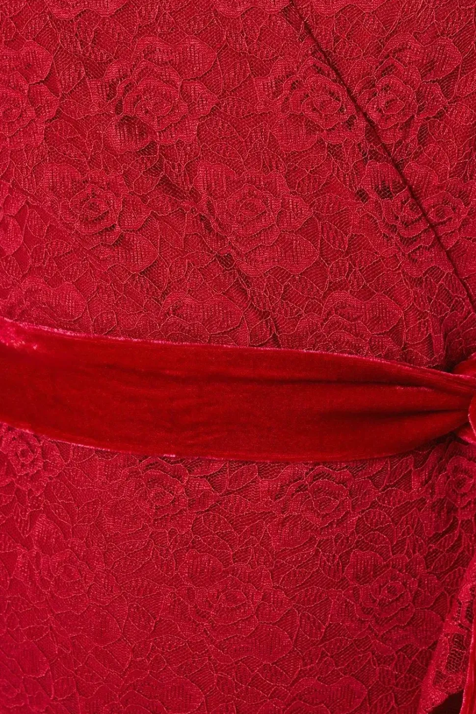 Occasion Lace Ruffle Wrap Velvet Belt Midaxi Dress