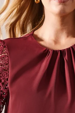 Occasion Lace Sleeve Drop Hem Shift Dress