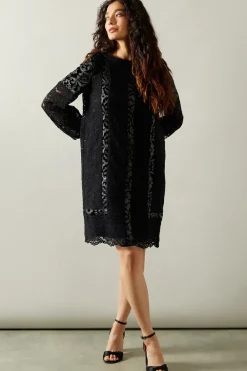 Occasion Lace Stripe Shift Dress