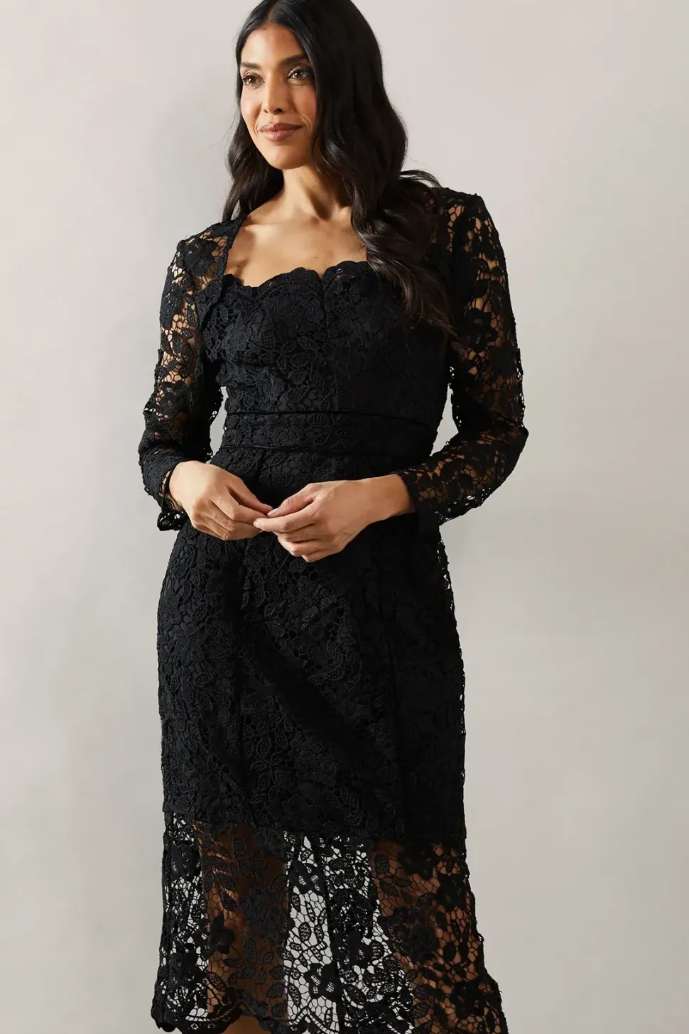 Occasion Lace Velvet Binding Pencil Dress