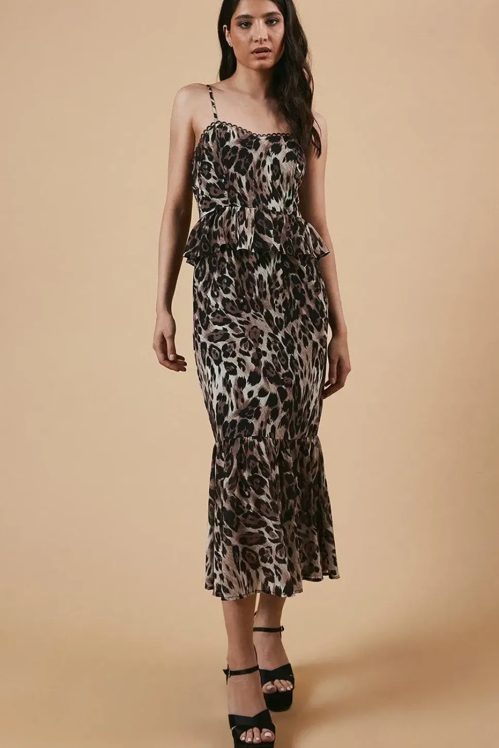 Occasion Leopard Peplum Midaxi Dress