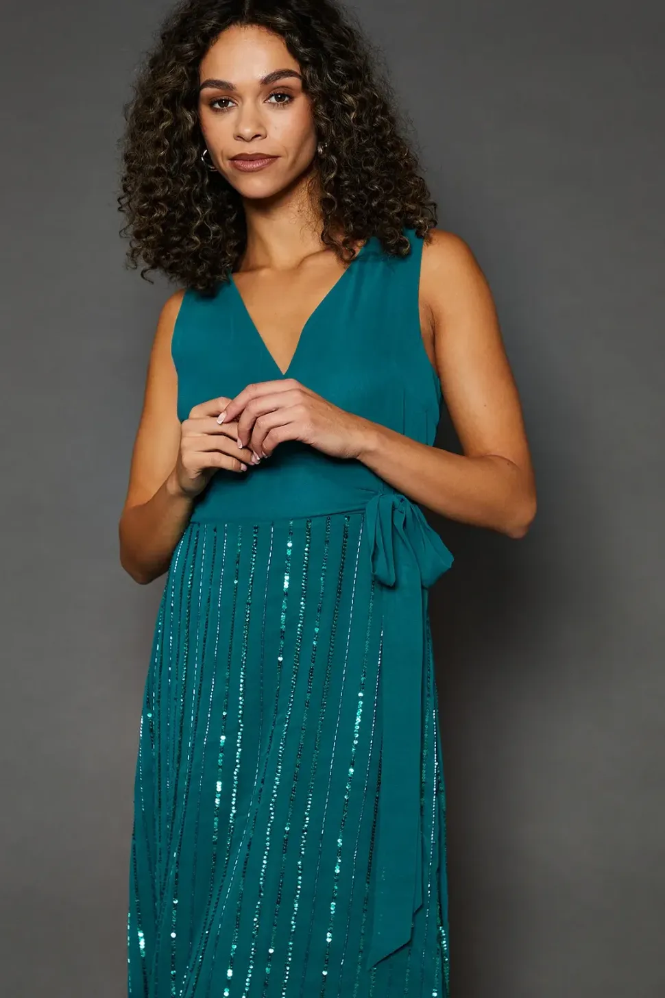 Occasion Linear Embellishment Wrap Maxi Dress