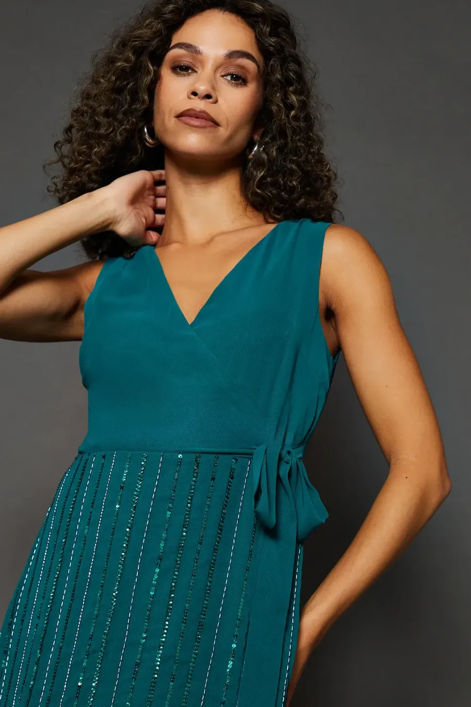 Occasion Linear Embellishment Wrap Maxi Dress