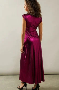 Occasion Metallic Jersey Wrap Maxi Dress