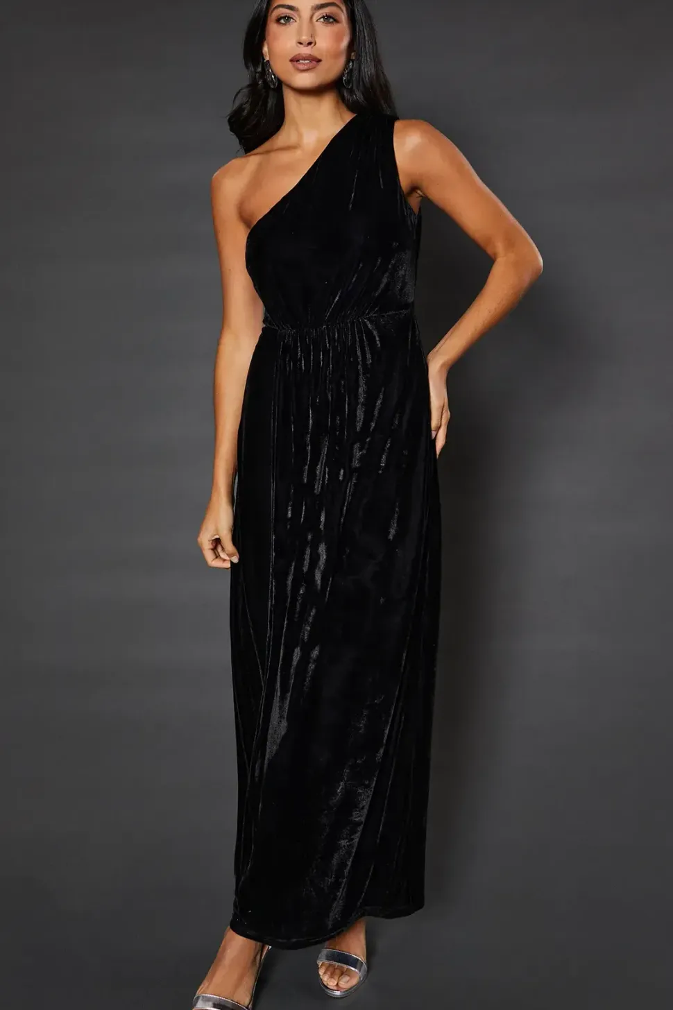 Occasion One Shoulder Velvet Maxi Dress