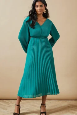 Occasion Pleated Cut Out Midi Dress