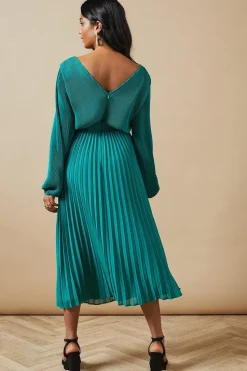 Occasion Pleated Cut Out Midi Dress
