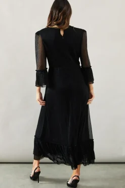 Occasion Plisse Ruffle Sleeve Midaxi Dress