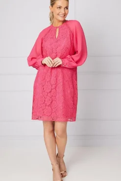 Occasion Premium Lace Chiffon Sleeve Shift Dress