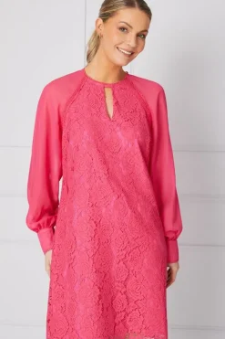 Occasion Premium Lace Chiffon Sleeve Shift Dress