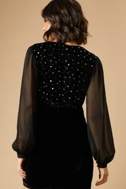 Occasion Premium Velvet Star Embellished Mini Dress
