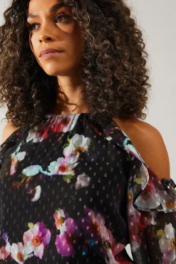 Occasion Ruffle Cold Shoulder Blouse