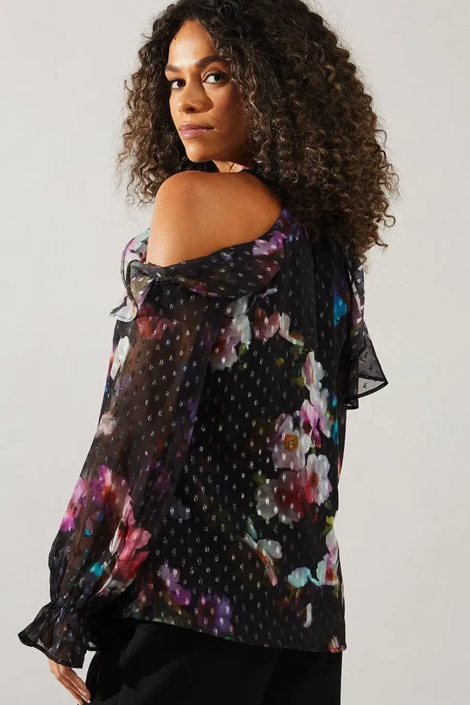 Occasion Ruffle Cold Shoulder Blouse