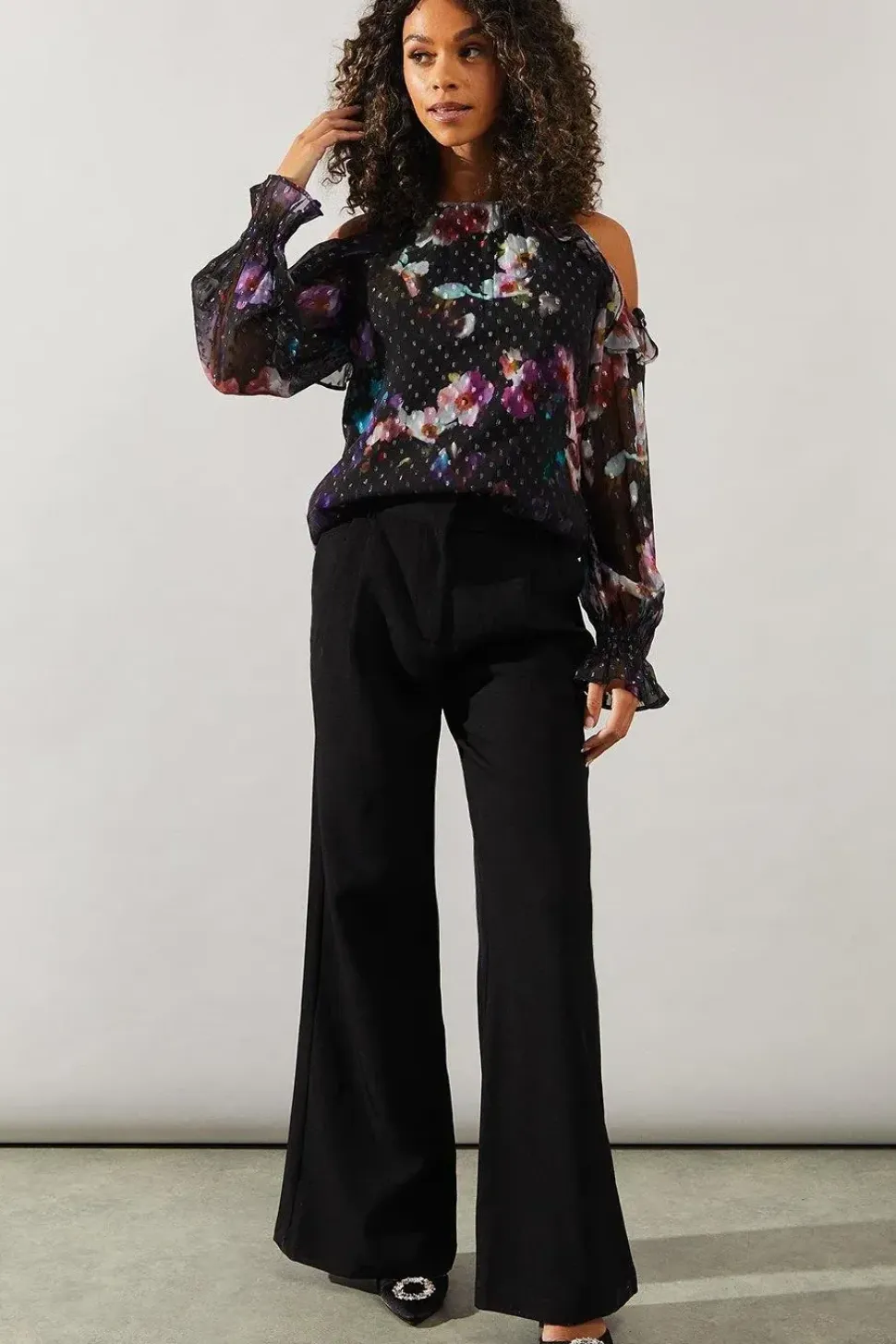 Occasion Ruffle Cold Shoulder Blouse