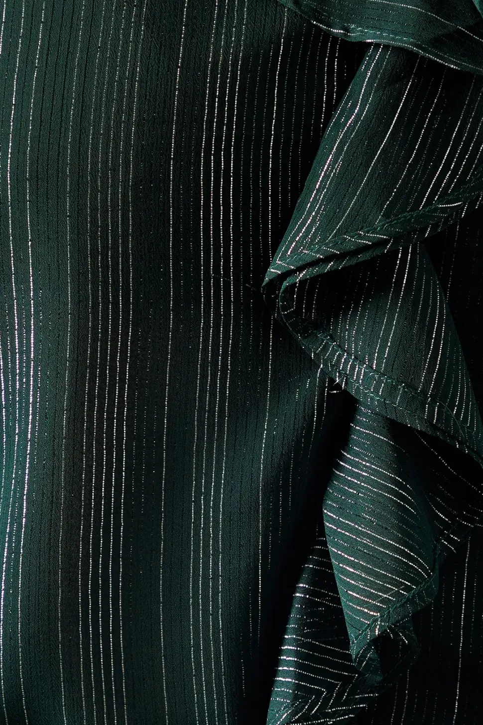 Occasion Ruffle Detail Metallic Blouse