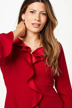 Occasion Satin Ruffle Shift Dress