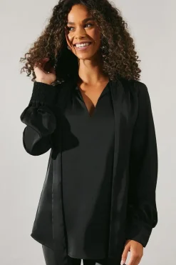 Occasion Satin Tie Neck Blouse