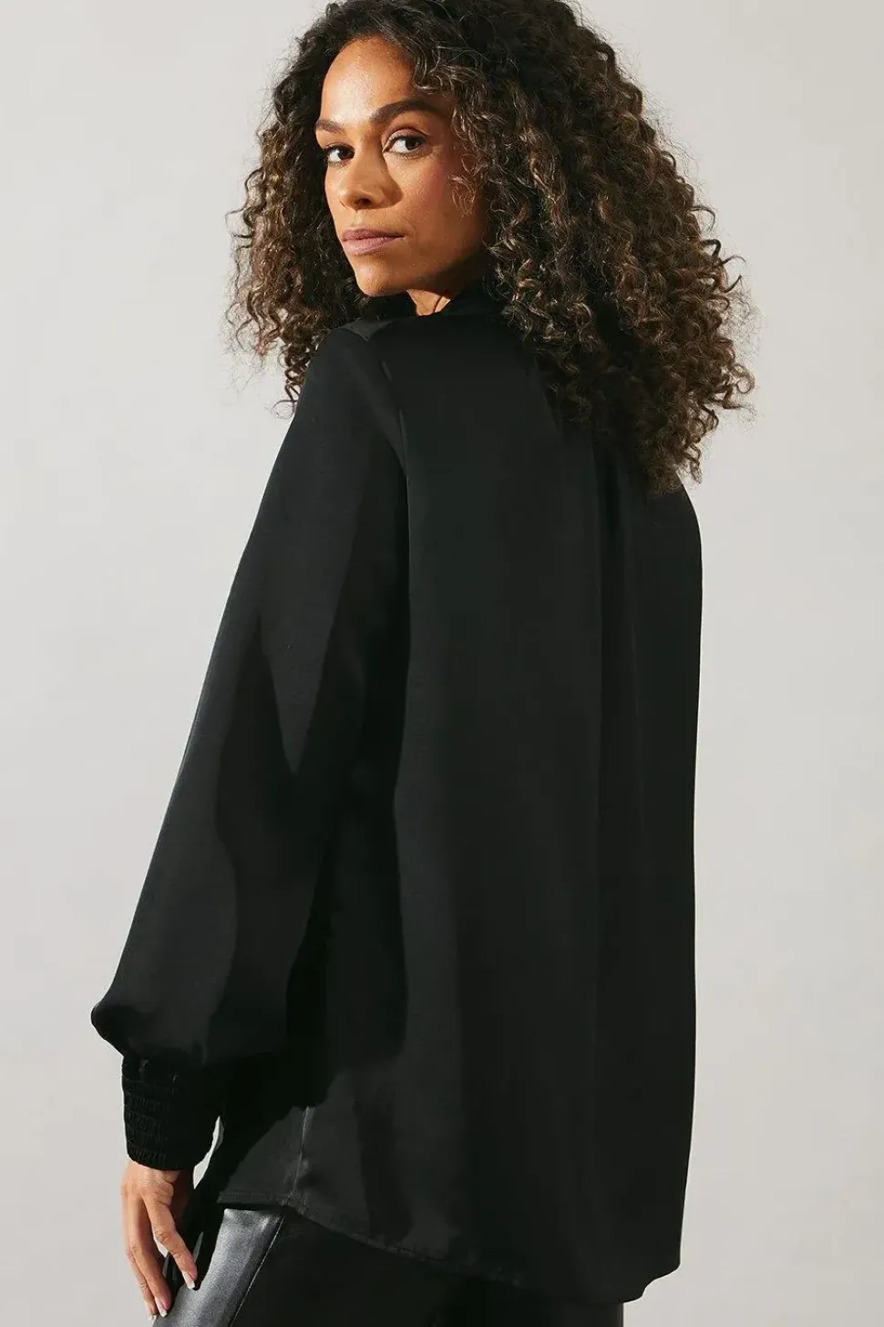 Occasion Satin Tie Neck Blouse