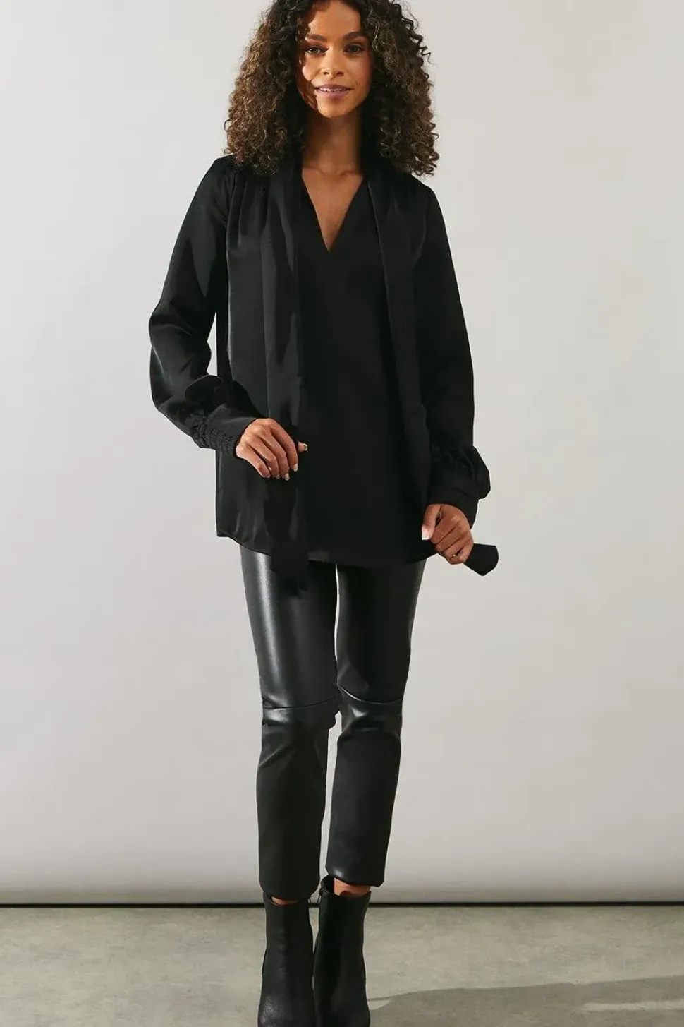 Occasion Satin Tie Neck Blouse