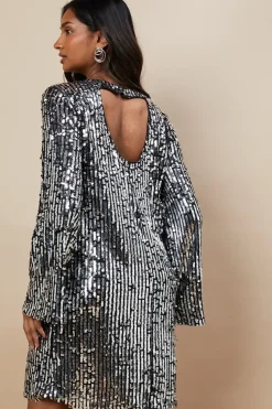 Occasion Sequin Flare Sleeve Mini Dress