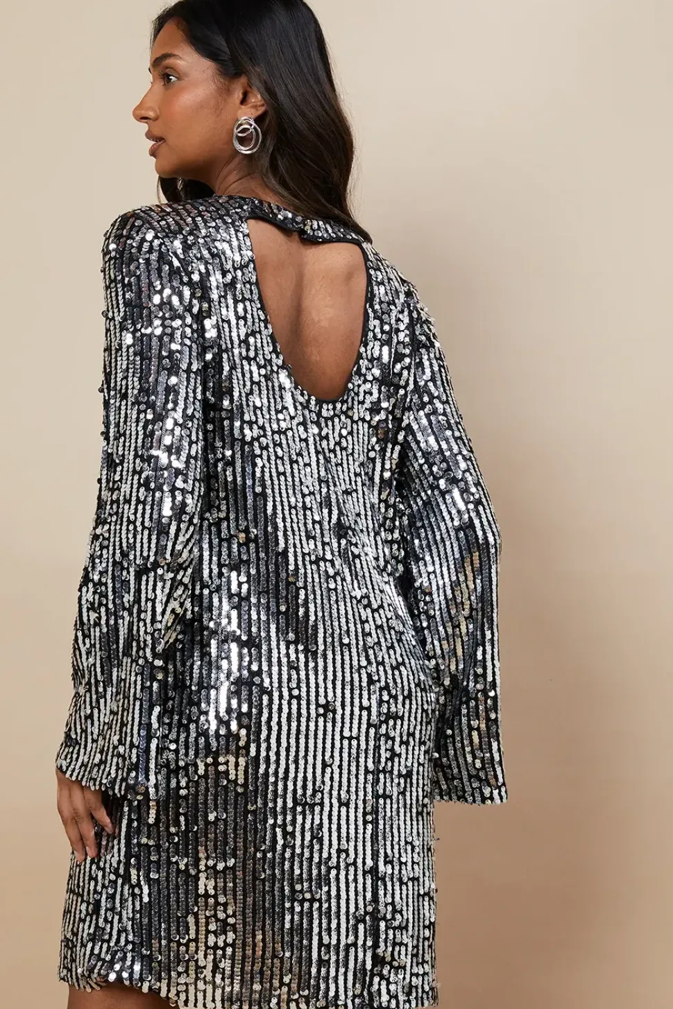 Occasion Sequin Flare Sleeve Mini Dress