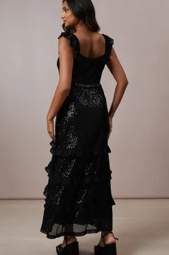 Occasion Sequin Ruffle Midaxi Dress