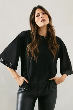 Occasion Sequin Trim Ity Top