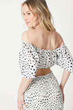 Occasion Spot Print Co-ord Crop Top