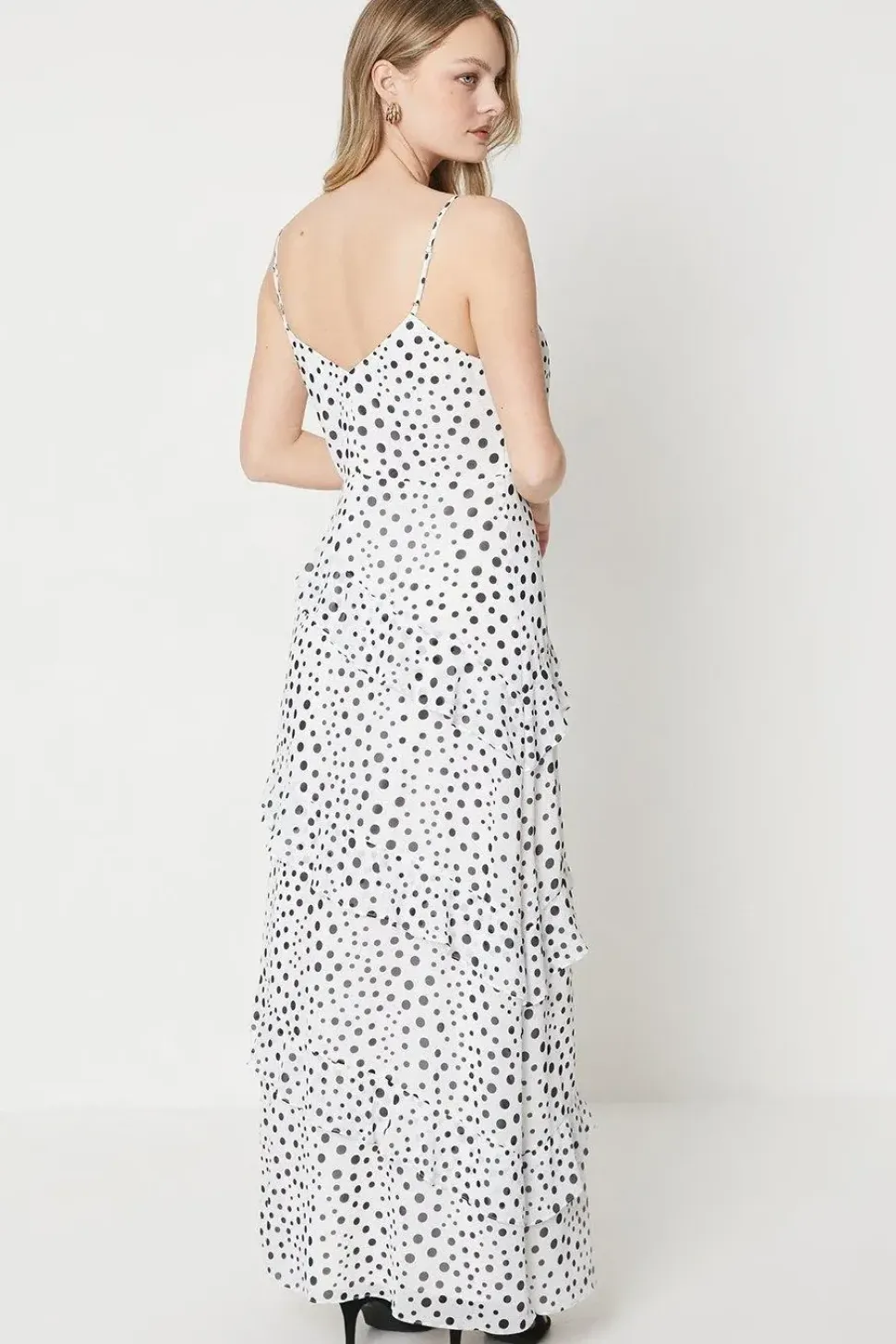 Occasion Spot Print Ruffle Maxi Dress