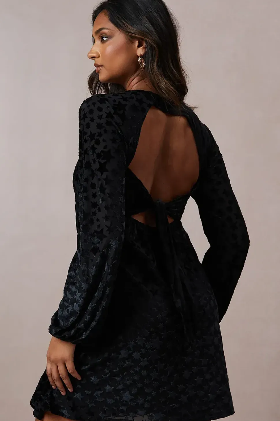 Occasion Star Velvet Tie Back Mini Dress