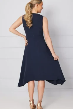 Occasion Tailored Cowl Neck Formal Midi Dress