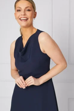 Occasion Tailored Cowl Neck Formal Midi Dress