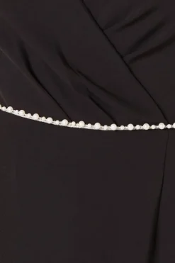 Occasion Tailored Pearl Detail Wrap Midi Dress