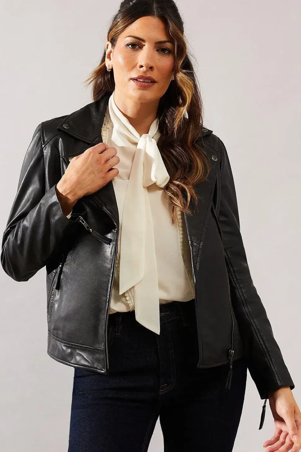 Occasion Tie Neck Lace Trim Blouse