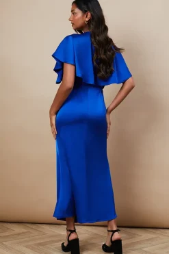 Occasion Tie Neck Satin Midi Dress
