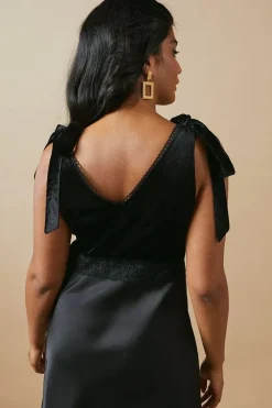 Occasion Tie Shoulder Velvet Slip Dress