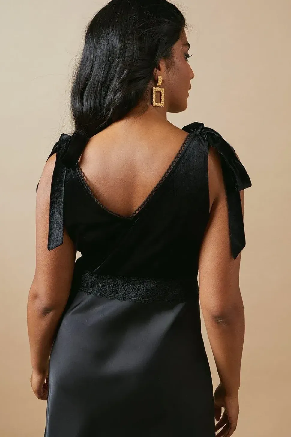 Occasion Tie Shoulder Velvet Slip Dress
